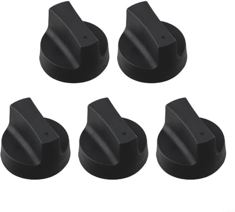 5 manopole per stufa a gas, manopole per piano cottura, diametro 50 mm, inserto 8 mm, ricambio per elettrodomestici da cucina (nero)