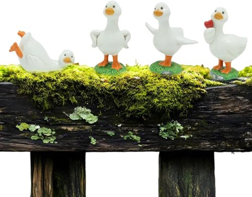 Generisch Garden Figures - Small Realistic Duck Sculpture | 4 Piece Animal Statue & Garden Figure | Also Suitable for Indoor and Outdoor Use - Garden, Yard, Backyard, Patio, Path, Pond, Pool