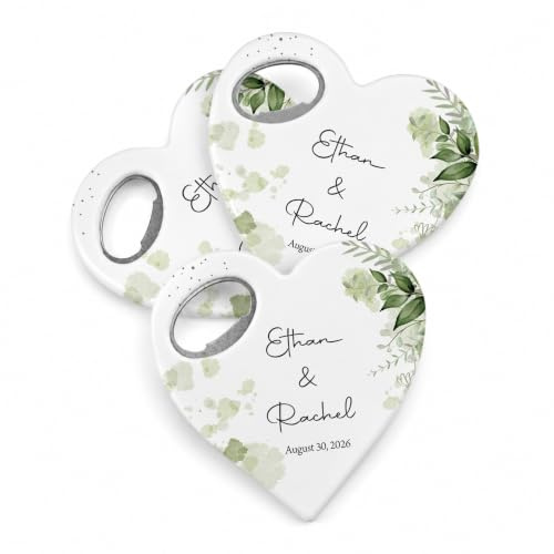 Apribottiglie Magnetico a Cuore Personalizzato per Matrimonio, Bomboniere Personalizzate per Invitati, Regalo per Nozze, Festa di Fidanzamento e Addio al Nubilato, Set da 30, 50 o 100 Pezzi
