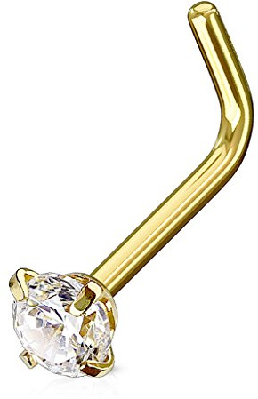 Autiga Nasenpiercing Stecker Nasenstecker Stift Nasen Piercing gebogen Zirkonia Kristall L-Form