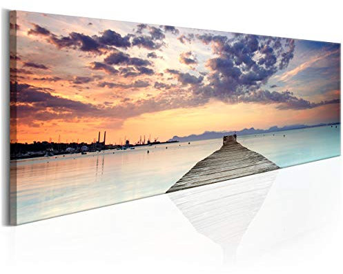 decomonkey Bilder Sonnenaufgang 120x40 cm 1 Teilig Leinwandbilder Bild auf Leinwand Vlies Wandbild Kunstdruck Wanddeko Wand Wohnzimmer Wanddekoration Deko Meer Landschaft