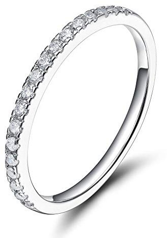 Eternity Ring Damen Ewigkeitsringe Vorsteckring Schmal Silber 925 Zirkonia Verlobungsringe Eheringe Trauringe Memoire Ring (Silber,49 (15.6))