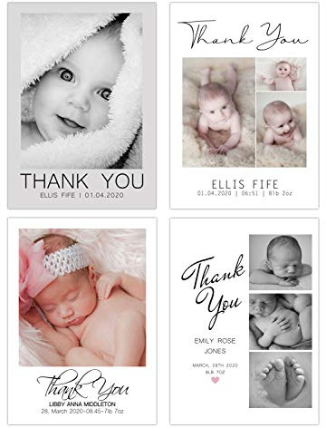 Personalised Thank You Cards Birth Announcement New Baby