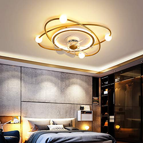 YUNZI 42W Bedroom Ceiling Fan with LED Light And Remote Control 3 Speeds with Timer Dimmable Fan Ceiling Light Modern Living Room Quiet Ceiling Fan Light,Gold