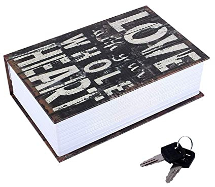 Caja de Seguridad en Forma de Libro, Caja Fuerte Portátil, Caja De La Cerradura De La Joyería Del Dinero En Efectivo, Para El Hogar, La Oficina(Tipo de amor)