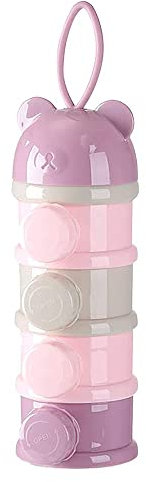 Guillala Doseuse à Poudre De Lait Boîte Doseuse De Lait en Poudre Bébé 4 Compartiments Distributeur De Bébé Poudre De Lait Boîte Doseuse à Poudre De Lait Bébé Séparable Empilable, Rose