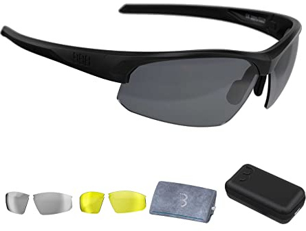 BBB Unisex Sportbrille Impress Travelcase Fahrradbrille für Herren und Damen mit Auswechselbare Gläser inkl. Hartschalenetui (1er Pack)