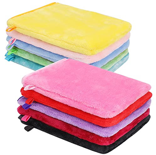 PHOGARY 10 STK Mikrofaser-Waschhandschuhe, Flanell, weicher Waschhandschuh, Bad-Spa-Tuch, Wiederverwendbare Make-up-Entferner, Handschuhe, europäischer Stil, Waschlappen, 15,2 x 20,3 cm (10 Farben)