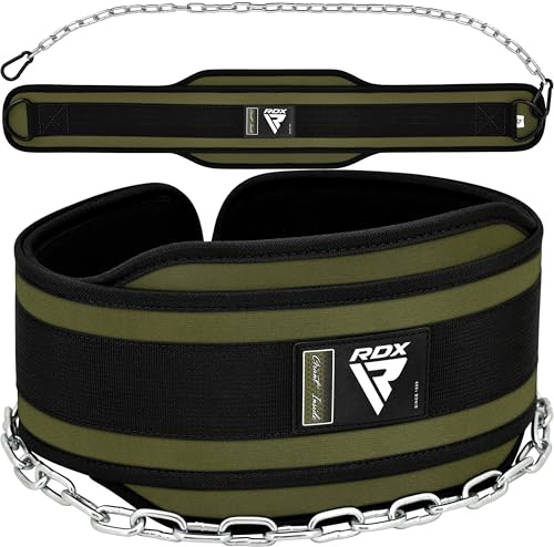 RDX Cintura Palestra per Dip Sollevamento Pesi, 6” Neoprene Lombare Supporto con 92cm Catena, Pesistica Zavorra Belt per Bodybuilding Fitness Gym Allenamento Powerlifting Schiena Sostegno, Uomo Donna