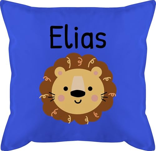 Kissen 50x50 - Löwen - Süßer Löwe - Kindergarten Kita - 50 x 50 cm - Blau - kinderkissen safari personalisierte löwenmotiv lowe sofakissen süßes name tier kindergartenkind kuschelkisse für