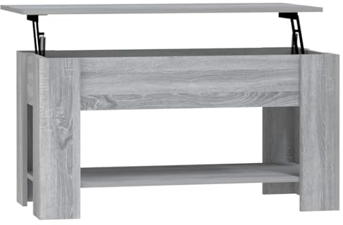 vidaXL Couchtisch Höhenverstellbar Kaffeetisch Wohnzimmertisch Beistelltisch Sofatisch mit Stauraum Grau Sonoma 101x49x52cm Holzwerkstoff