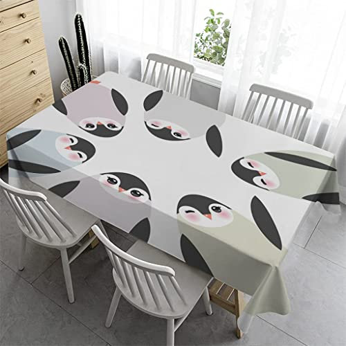 Syhi Qlty Outdoor Tischdecke 140 x 260 cm - Outdoor-Tischdecken Bierbank Tischdecke Geburtstag Wasserabweisender Stoff Tischdecke für Biertisch Draußen Party - Pinguin