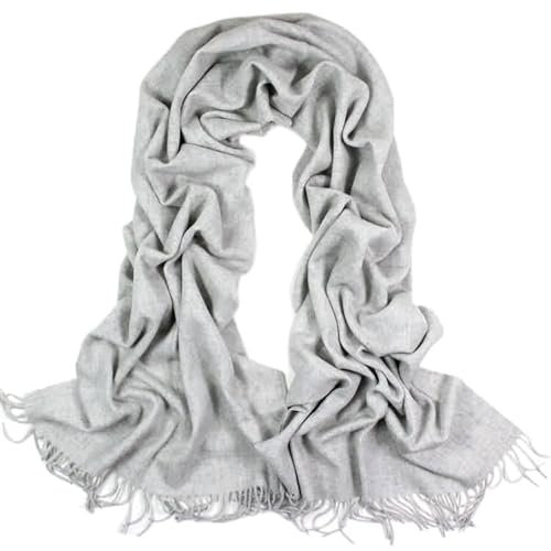 Kaschmir Schal Herren Grau, Winter Schal Frauen Scarf Quaste mit Langem Streifen Halstuch 210x70CM Weich Warm