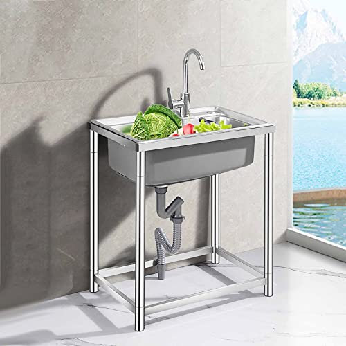 Edelstahl-Spülbecken Freistehend,spülbecken Edelstahl,SpüLtisch Edelstahl SpüLbecken,pülenschrank Mit Spüle Und Armatur,quadratische Spüle Für Badezimmer,Restaurant, Bauernhaus(Einheit: Cm) (Color :