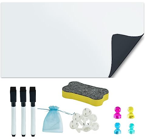 skytowards Whiteboard Folie 40 * 80cm Magnetfolie Selbstklebend Magnetische Tafelfolie Whiteboardfolie Magnettafel Klebefolie Beschreibbare Folie Weißwandtafel Magnetische Selbstklebefolie für Büro