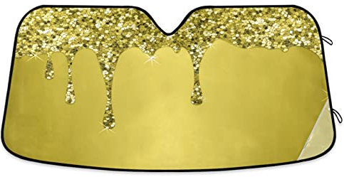 Pare-Soleil Avant Goutte À Goutte De Paillettes Jaunes Pare-Soleil Pare-Brise Avant Isolant Pare-Soleil 70x130cm pour Camion, La Plupart des Véhicules, SUV