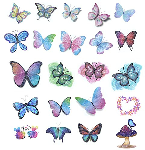 DINGFENG Schmetterlings Tattoo Kinder, 8 Blätt Glitzer Tattoo Set, Mädchen temporäreSchmetterlings Fake Tattoos Aufkleber, Geschenke Mitgebsel Kindergeburtstag Mädchen karneval Geburtstagsdeko