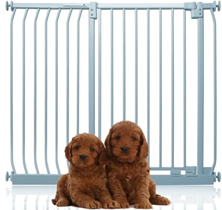 Bettacare Puerta Extra Alta Elite a Presión para Perros, 116cm - 125cm, Gris Mate, Extra Alta de 100cm de Altura, Puerta para Mascotas con Ajuste a Presión para Perros y Cachorros