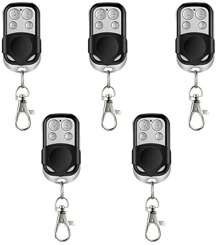Set di 5 Telecomandi Universali Autoapprendenti per Cancello Automatico e Garage Frequenza 433,92 MHz con Codice Fisso con Batteria Inclusa