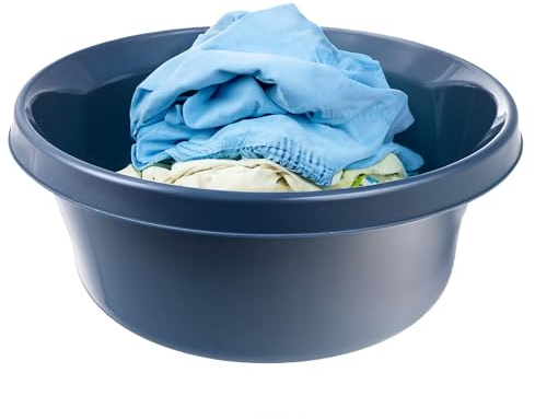 KADAX Matta plasttvättskål, plastskål, rund diskskål, robust tvättskål, hushållsvattenskål för badrum, universalbadkar (marinblå, 14 l)