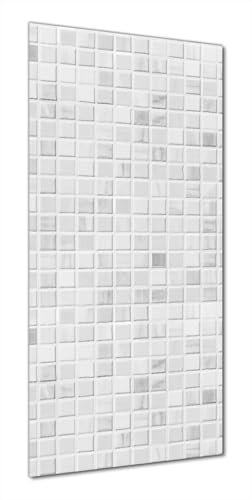 Wallario Selbstklebende Duschrückwand 80 x 180 cm mit Motiv Fliesen im Bad weiß-grau - Wandverkleidung Fließenersatz mit Hochglanzlaminat in Glasoptik