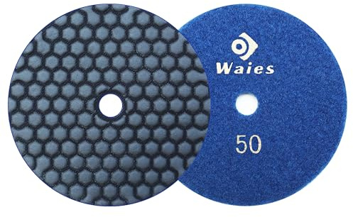 Waies diamantslipplatta (125 mm, 50 korn) | Torrslipning, kardborrehållare, granit, sten, betong, marmor golvslipmaskin eller polerare