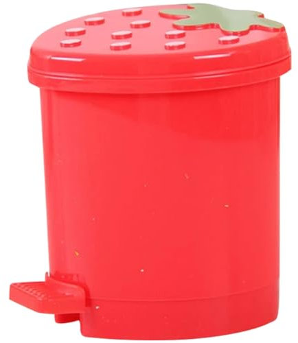 PRETYZOOM Mini Poubelle de Table en Plastique Rouge, Corbeille à Papier Créative et Mignonne, Facile à Nettoyer, Cuisine et Hôtel