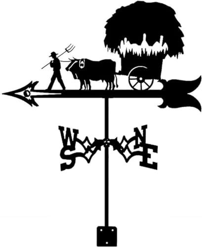 Girouettes de jardin originales, petites girouettes de jardin, décoration de terrasse de mariage, camion météo agricole tirant une girouette Oxcart pour toit de jardin