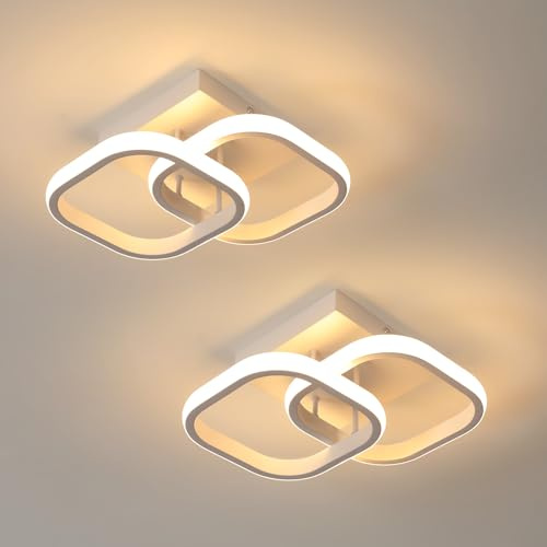 SENQIU 2 Stücke LED Deckenlampe 22W 2475LM, Küchenlampe Decke Quadratisch Weiß, Deckenleuchte Wohnzimmer Modern Warmweiß 3000K, für Schlafzimmer Flur
