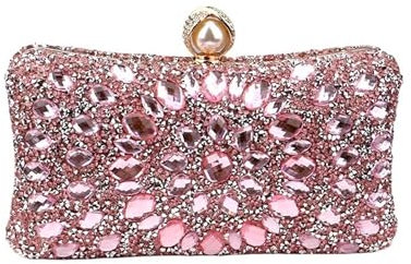 ZLYXZQG Perlen Abendtaschen Candy Mix Farbe Clutch Strass Abendtaschen Party Diamanten Schulterkette Handtaschen Geldbörse(YM3218pink)