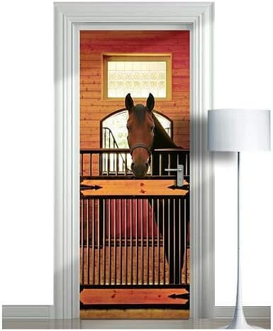Türtapete Selbstklebend 90x200 Pferd Türaufkleber 3D Türposter Süße Tiere Fototapete Türfolie Türklebefolie Wasserdichte für Türwand Dekoration Tapete a8200