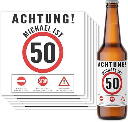 50. Geburtstag Bieretiketten personalisiert als Geburtstagsgeschenk Männer | Personalisiert, selbstklebende Etiketten, Geschenk für Männer, Geburtstagsgeschenk, für Bierflaschen