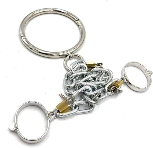 Tplkxurib Metall Sex Halsbänder mit Handschellen,Abschließbar Sklave Kragen Bondage Halsband Edelstahl Handschellen Hand Manschette SM Fetisch Fesseln Set Sex Toys für Frauen Männer,Silber,Männer