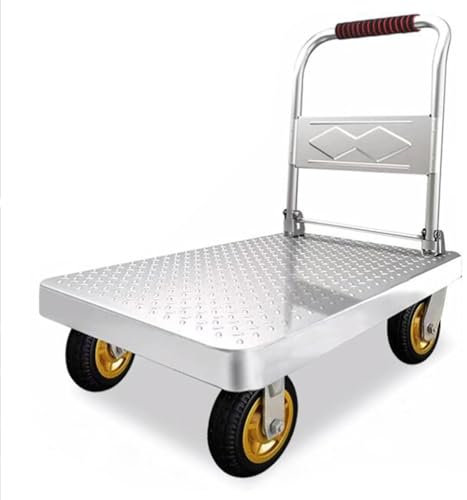 Transportwagen klappbar Rollwagen mit Anti-Rutsch-Beschichtung Lenkbarer Plattformwagen Transporthilfe Handwagen,Industrie Plattformwagen mit pannensicheren Reifen, Antirutsch-Beschichtu(Size:73x48cm)