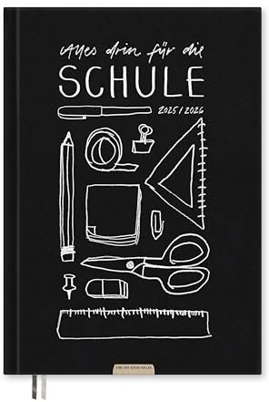Eine der Guten Lehrerkalender 2025 2026, A4 Lehrerplaner, 1 Doppelseite pro Woche, Schuljahresplaner 25/26 für Planung von Unterricht & Schuljahr, Hardcover Schwarz Weiß, nachhaltig & klimaneutral