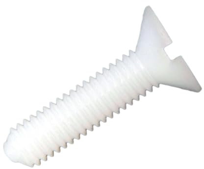 Viti Testa Svasata in Plastica (Nylon 6.6), DIN963, Taglio a Cacciavite, Resistenti per Assemblaggio, Uso Industriale e Domestico - M6X16 - Naturale - 20 pezzi - Plastic Hardware Store