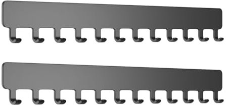 Rixotix Adhesive Iron Coat Hooks,Wall Necklace Organizer Holder 2 Pack (25 x 2.5 x 1.5 cm) - Strong and Stylish for Coats, Bags, and Accessories - Easy to Install and Remove