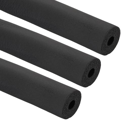 PATIKIL 3/8(10mm) ID x 6.6Ft Pipe Insulation Foam Tube, 3Pcs Pipe Cover Wrap Roll Bar Padding Tubing for Handle Grip HVAC Outdoor Air Conditioner Units, Black