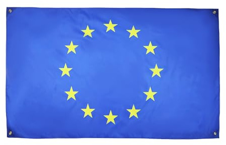 AZ FLAG Drapeau Europe 150x90 cm Drapeau Européen Polyester Léger 4 Œillets | Usage intérieur Drapeau décoratif coutures doubles et bords renforcés avec œillets métalliques