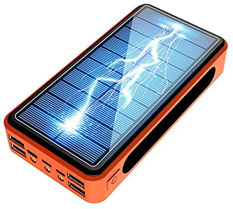 Batterie Externe Solaire sans Fil 100 000 mAh avec indicateur d'état LED et Lampe de Poche LED, Chargeur Portable Haute capacité.