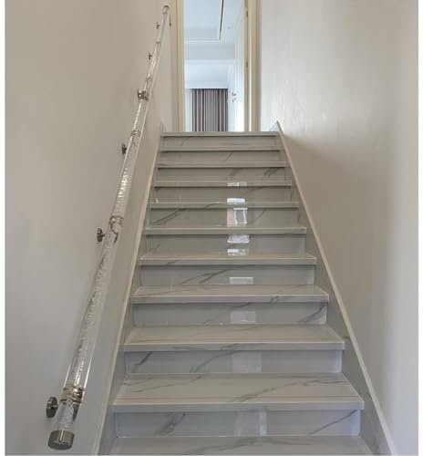 Pasamanos de acrílico transparente para escaleras, barandilla de cristal transparente de 3 pies a 20 pies para uso en interiores y exteriores, con soportes plateados de montaje en pared (150 cm)