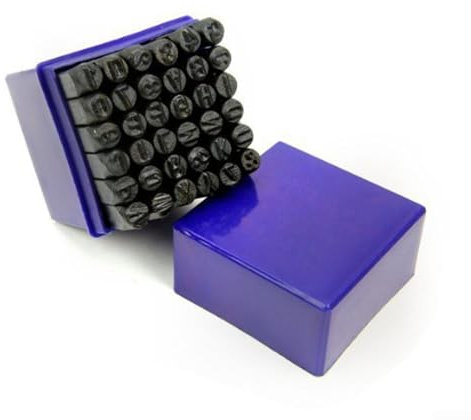 Metall-Buchstaben-Zahlen-Stempel-Set, 36-teilig, Alphabet-Stanzschablonen-Set für Leder, Holz, Metallmarkierung mit A-Z Buchstaben und Zahlen 0–8, verschiedene Größen erhältlich (5 mm)