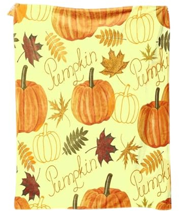 Lqz387 - Coperta leggera in flanella con foglie autunnali, per bambini e adulti, adatta per divano, letto, campeggio, viaggi, tutte le stagioni, 152,4 x 203,2 cm, per adulti, Lqz387 (giallo 4, 150 x