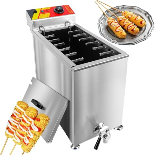 Feiphla Corn Dog Fryer 21l Commercial Cheese Hot Dog Sticks Maker Corn Dog Maker Machine Cheese Hot Dogs Sticks Frying Machine for Restaurant, Store Electric