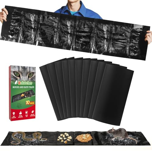 Rekatcher 10 Piezas Trampas para Ratones 1.2M, Efficace Negro se Puede Cortar DIY Aplicable en Varios Lugares