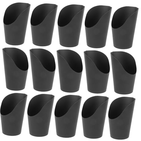 DECORNIJIA Vasos Para Papas Fritas Pequeños Negros, Vasos De Papel Desechables, Soporte Para Papas Fritas, Portabocadillos Ligero, Uso Diario Fiestas Refrigerios, Pack De 100 Unidades