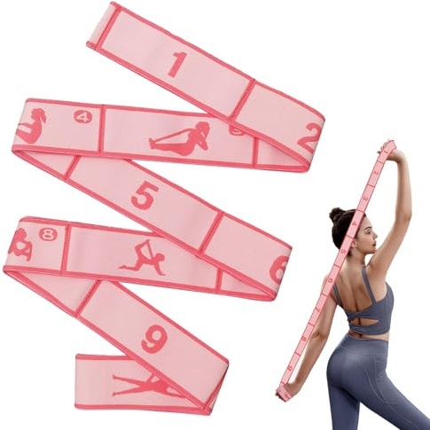 Dupoem Sangle de Yoga Élastique, Bande Pro Musculation avec 10 Boucles pour Fitness Pilates Stretch