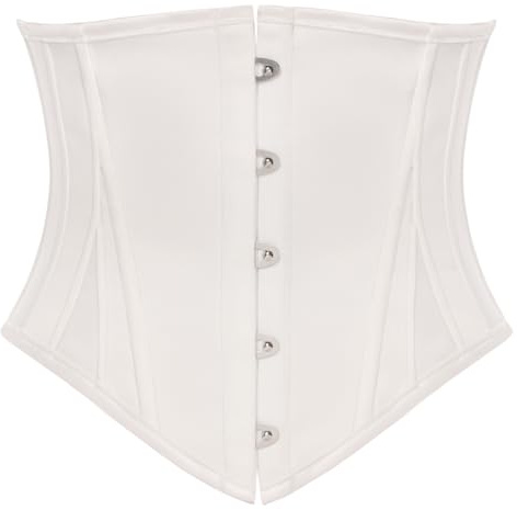 SCARLET DARKNESS Women Steampunk Corset Belt Vintage Lace Up Medieval Wide Waistband White 14