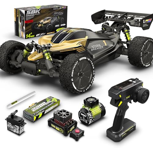 RIAARIO 1/10 Brushless RC Cars, RTR, Beginner, MAX 50+ MPH, Metal Drivetrain, 4WD, Waterproof Electronics, Carbon Fiber, Black, Ages 14+
