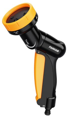 FANHAO 2-in-1 Gartenbrause drehbar Sprühpistole, 4 Sprühmustern, Frontabzug | ABS+PP Material, Drehbar Sprühfunktion, Ergonomischer Griff, Garten Handbrause für Gartenbewässerung, Auto, Haustierwäsche